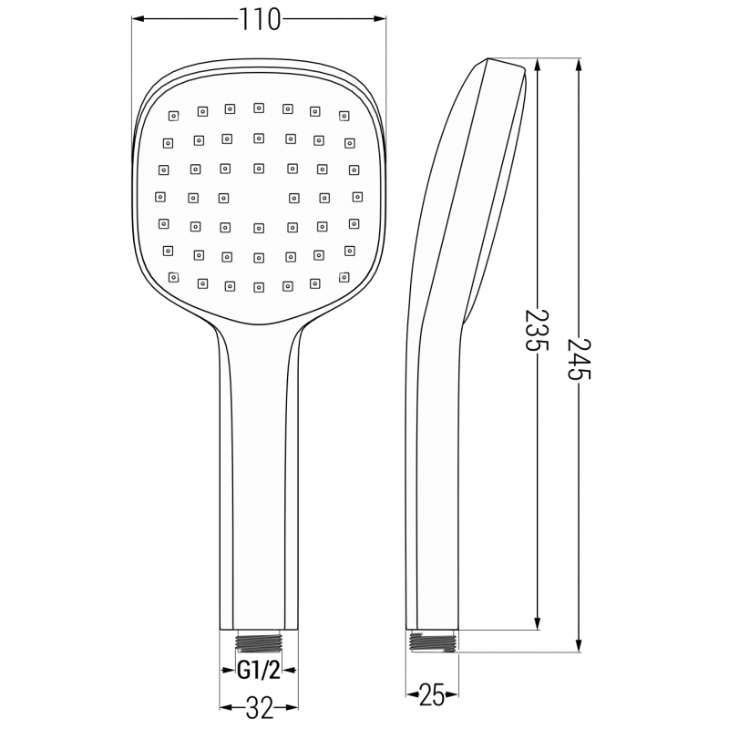 Mexen R-33 1-function shower handle, chrome/white - 79533-02