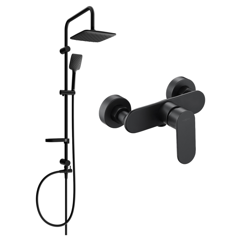 Mexen Milo Sven exposed shower set with rain shower and shower mixer, black - 71340262-70
