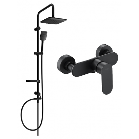 Mexen Milo Sven exposed shower set with rain shower and shower mixer, black - 71340262-70