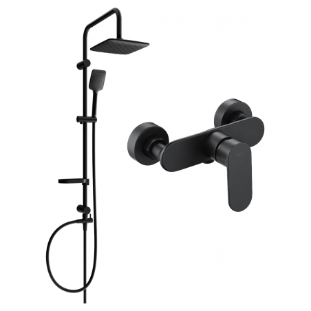 Mexen Sven exposed shower set with rain shower and Milo shower tap, black - 71340262-70
