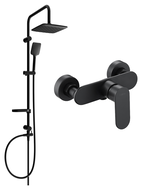 Mexen Sven exposed shower set with rain shower and Milo shower tap, black - 71340262-70