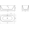 Mexen Mia freestanding right corner bathtub 180 x 80 cm, white/black, gold overflow - 52691808075P-50