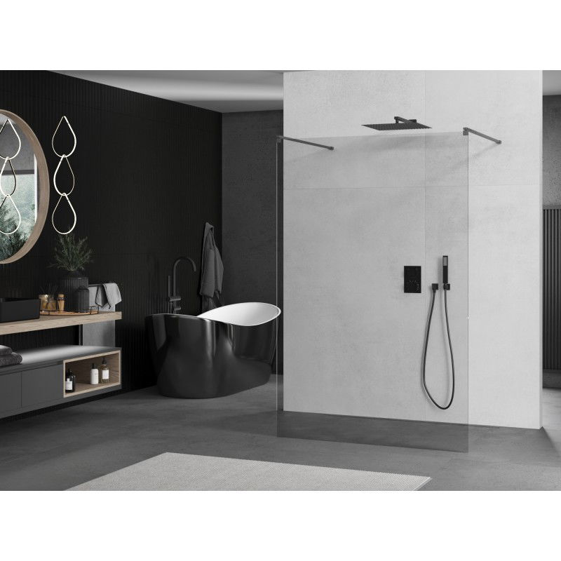 Mexen Kioto freestanding shower wall 135 x 200 cm, transparent 8 mm, brushed gun gray - 800-135-002-66-00