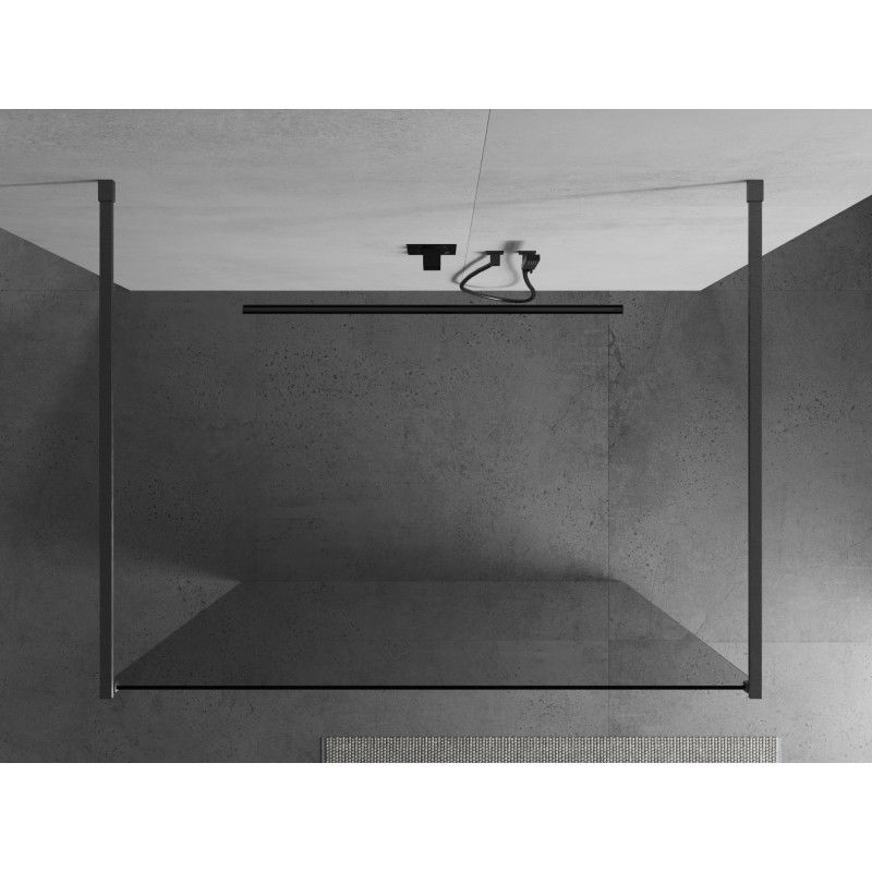 Mexen Kioto freestanding shower wall 145 x 200 cm, transparent 8 mm, brushed gun gray - 800-145-002-66-00