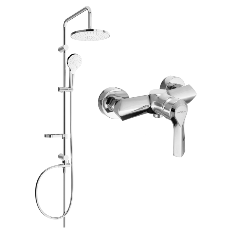 Mexen Erik exposed shower set with rain shower and Sabre shower mixer, chrome - 72140205-00