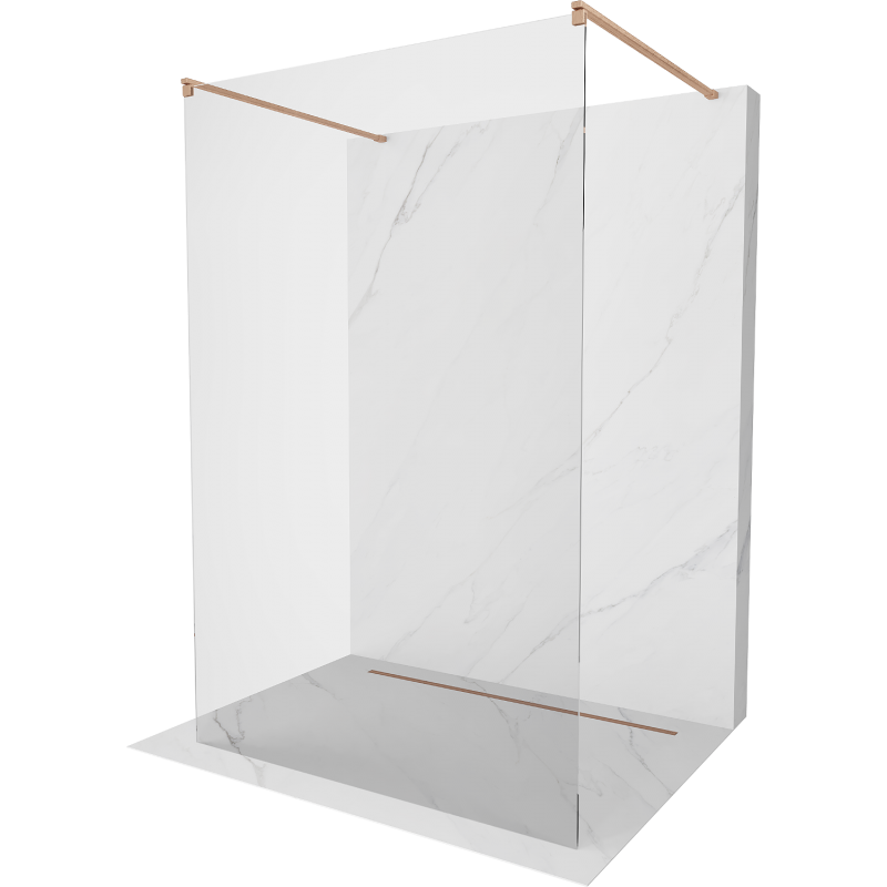 Mexen Kioto freestanding shower wall 150 x 200 cm, transparent 8 mm, brushed copper - 800-150-002-65-00