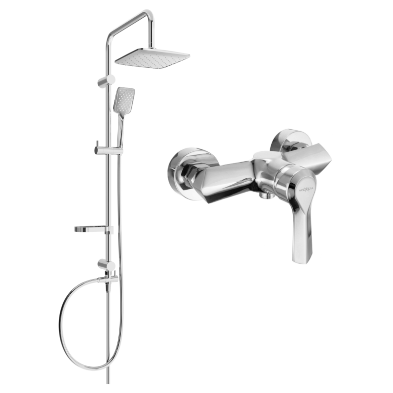 Mexen Sven exposed shower set with rain shower and Sabre shower mixer, chrome - 72140262-00