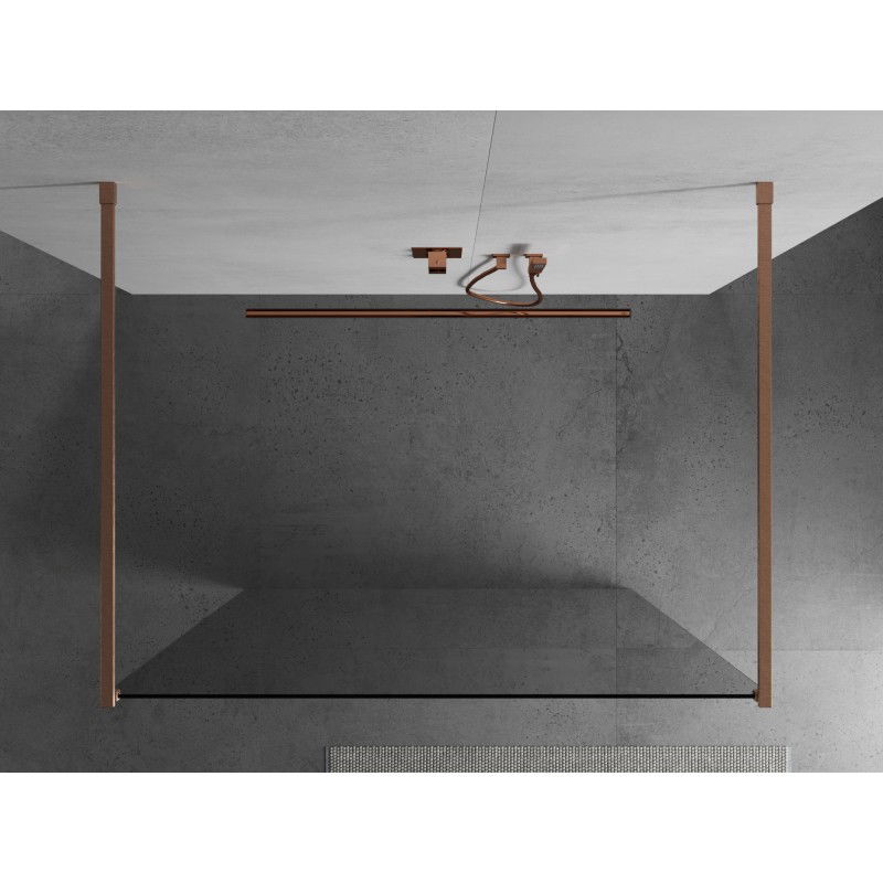 Mexen Kioto freestanding shower wall 180 x 200 cm, transparent 8 mm, brushed copper - 800-180-002-65-00