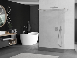 Mexen Kioto 105 x 200 cm Free-standing Shower Wall, 8 mm Transparent, Brushed Nickel - 800-105-002-97-00