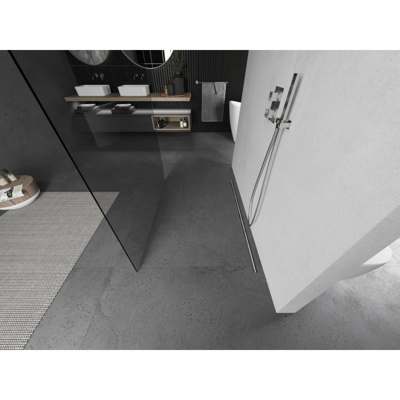 Mexen Kioto 105 x 200 cm Free-standing Shower Wall, 8 mm Transparent, Brushed Nickel - 800-105-002-97-00