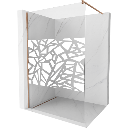 Mexen Kioto Walk-in Shower Wall 70 x 200 cm, White Pattern 8 mm, Brushed Copper - 800-070-101-65-85