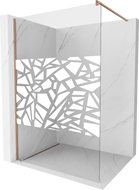 Mexen Kioto Walk-in Shower Wall 70 x 200 cm, White Pattern 8 mm, Brushed Copper - 800-070-101-65-85