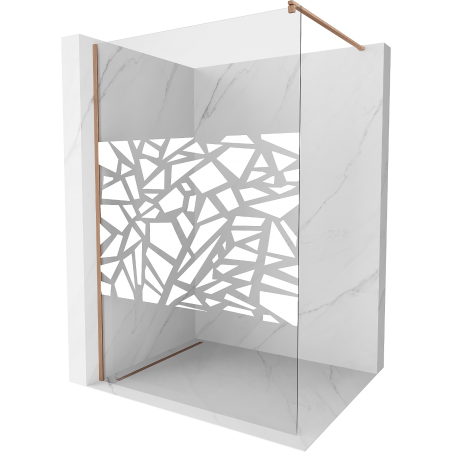 Mexen Kioto shower screen Walk-in 80 x 200 cm, white pattern 8 mm, brushed copper - 800-080-101-65-85