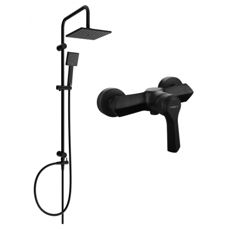 Mexen Tord exposed shower set with rainshower and Sabre shower mixer, black - 72140200-70