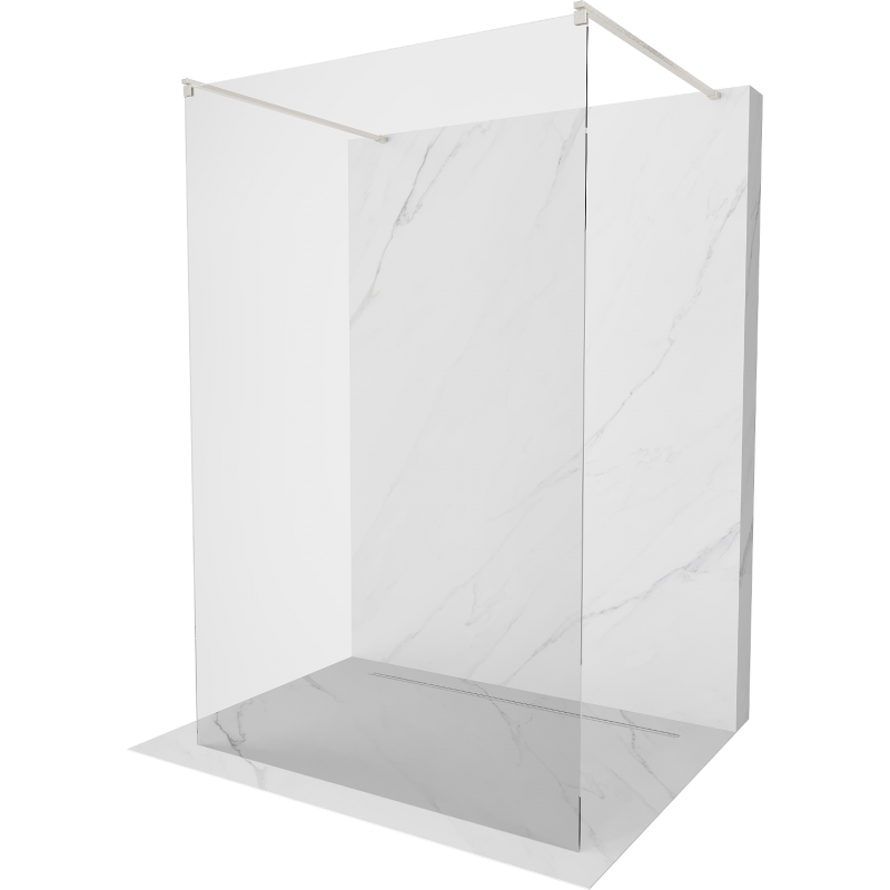 Mexen Kioto Freestanding Shower Wall 130 x 200 cm, Transparent 8 mm, Brushed Nickel - 800-130-002-97-00