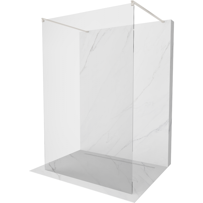 Mexen Kioto Free-standing Shower Wall 140 x 200 cm, Transparent 8 mm, Brushed Nickel - 800-140-002-97-00