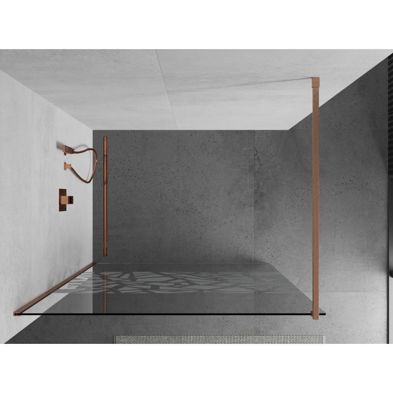 Mexen Kioto Walk-in Shower Wall 110 x 200 cm, White Pattern 8 mm, Brushed Copper - 800-110-101-65-85