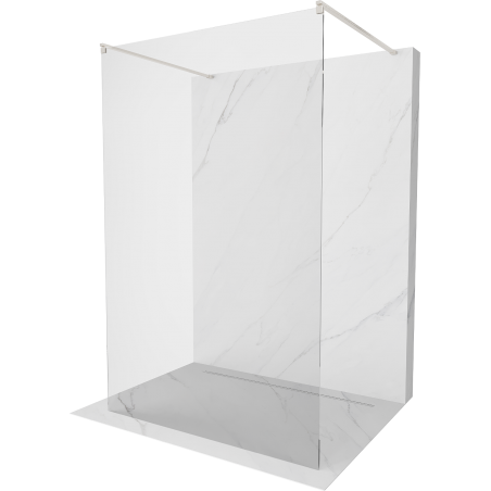 Mexen Kioto Free-Standing Shower Wall 145 x 200 cm, Transparent 8 mm, Brushed Nickel - 800-145-002-97-00