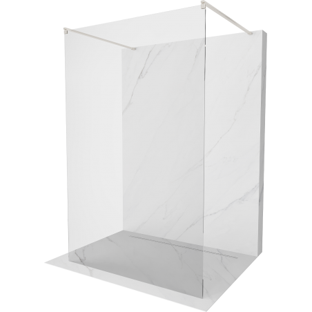 Mexen Kioto freestanding shower wall 145 x 200 cm, transparent 8 mm, brushed nickel - 800-145-002-97-00
