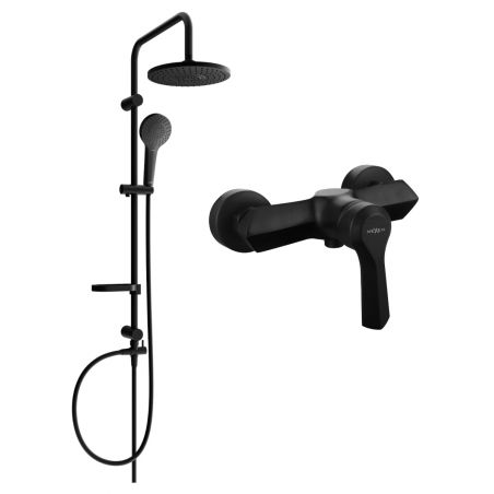 Mexen Erik exposed shower set with overhead shower and Sabre shower mixer, black - 72140205-70