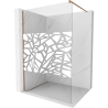 Mexen Kioto Walk-in Shower Wall 130 x 200 cm, White Pattern 8 mm, Brushed Copper - 800-130-101-65-85