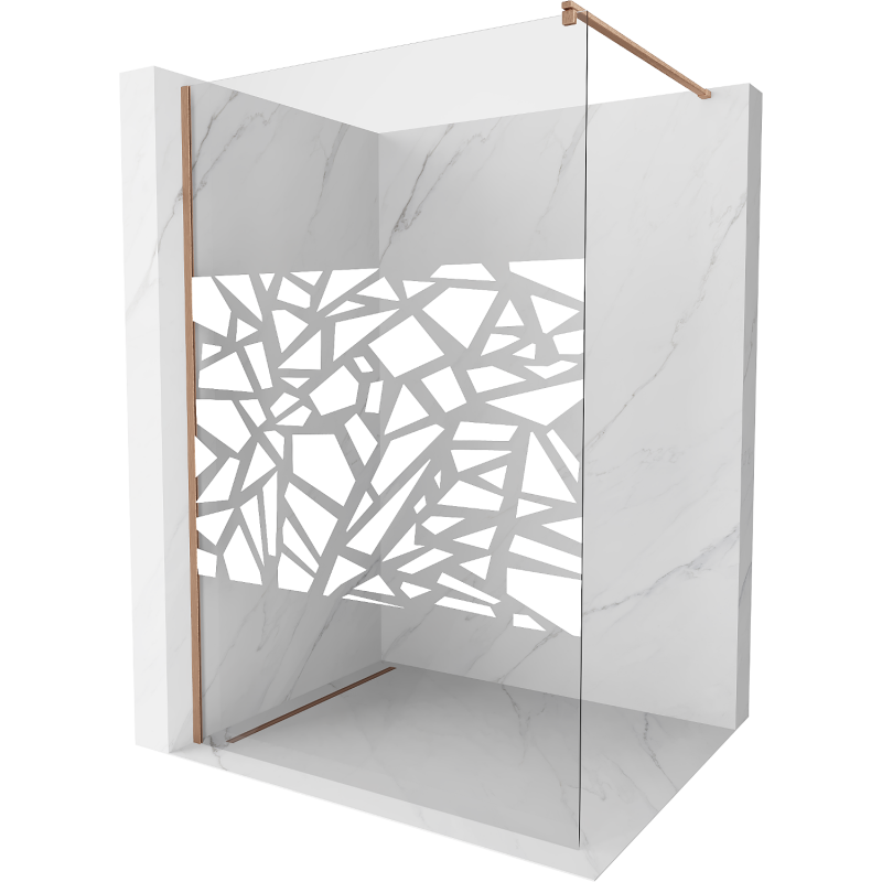 Mexen Kioto Walk-in Shower Wall 140 x 200 cm, White Pattern 8 mm, Brushed Bronze - 800-140-101-65-85
