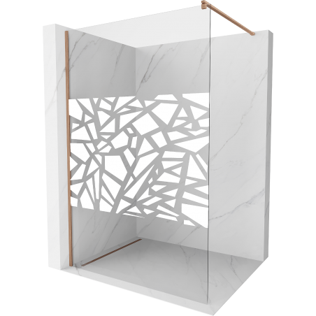Mexen Kioto Walk-in Shower Wall 140 x 200 cm, White Pattern 8 mm, Brushed Copper - 800-140-101-65-85