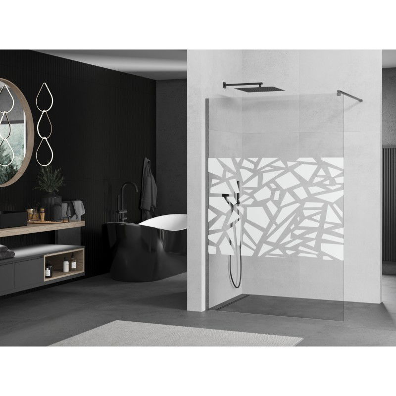 Mexen Kioto Walk-in Shower Wall 70 x 200 cm, White Pattern 8 mm, Gun Gray Brushed - 800-070-101-66-85