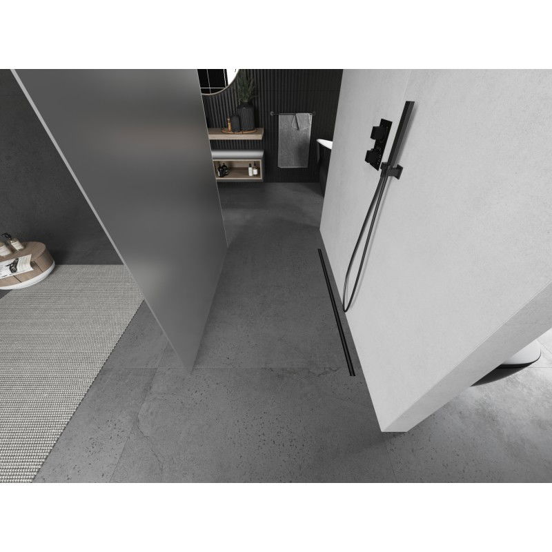 Mexen Kioto freestanding shower wall 100 x 200 cm, frost 8 mm, gun gray brushed - 800-100-002-66-30