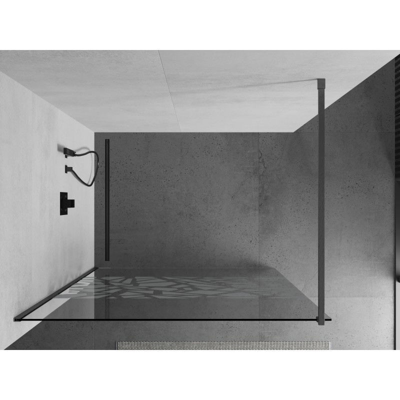 Mexen Kioto Walk-in Shower Wall 130 x 200 cm, White Pattern 8 mm, Brushed Gun Gray - 800-130-101-66-85