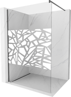 Mexen Kioto Walk-in Shower Panel 140 x 200 cm, White Pattern 8 mm, Gun Gray Brushed - 800-140-101-66-85