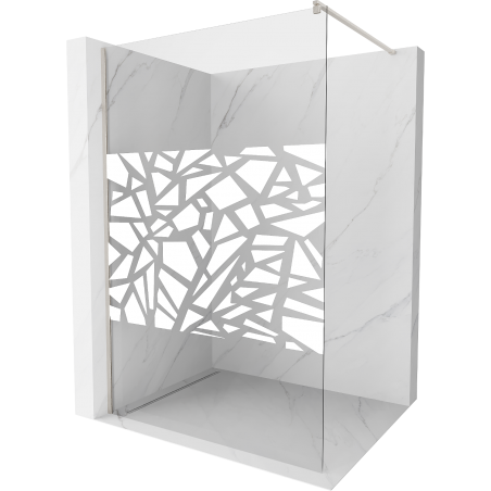 Mexen Kioto Walk-in Shower Wall 70 x 200 cm, White Pattern 8 mm, Brushed Nickel - 800-070-101-97-85