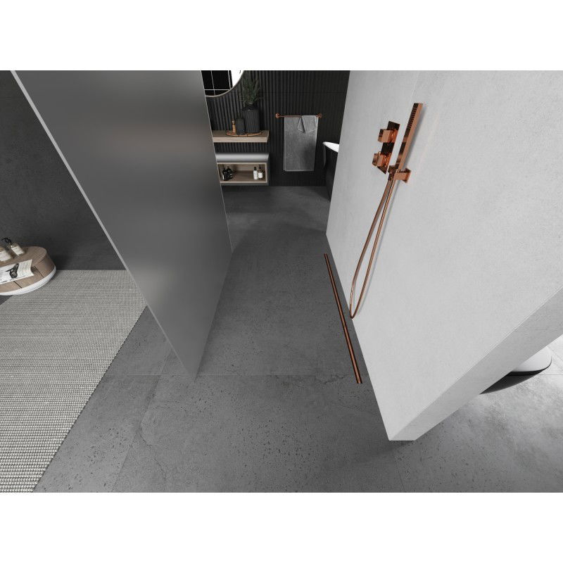 Mexen Kioto freestanding shower wall 120 x 200 cm, frosted 8 mm, brushed copper - 800-120-002-65-30