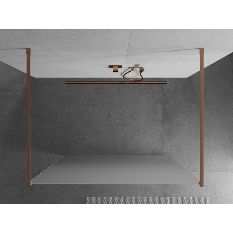 Mexen Kioto freestanding shower wall 130 x 200 cm, frost 8 mm, brushed copper - 800-130-002-65-30