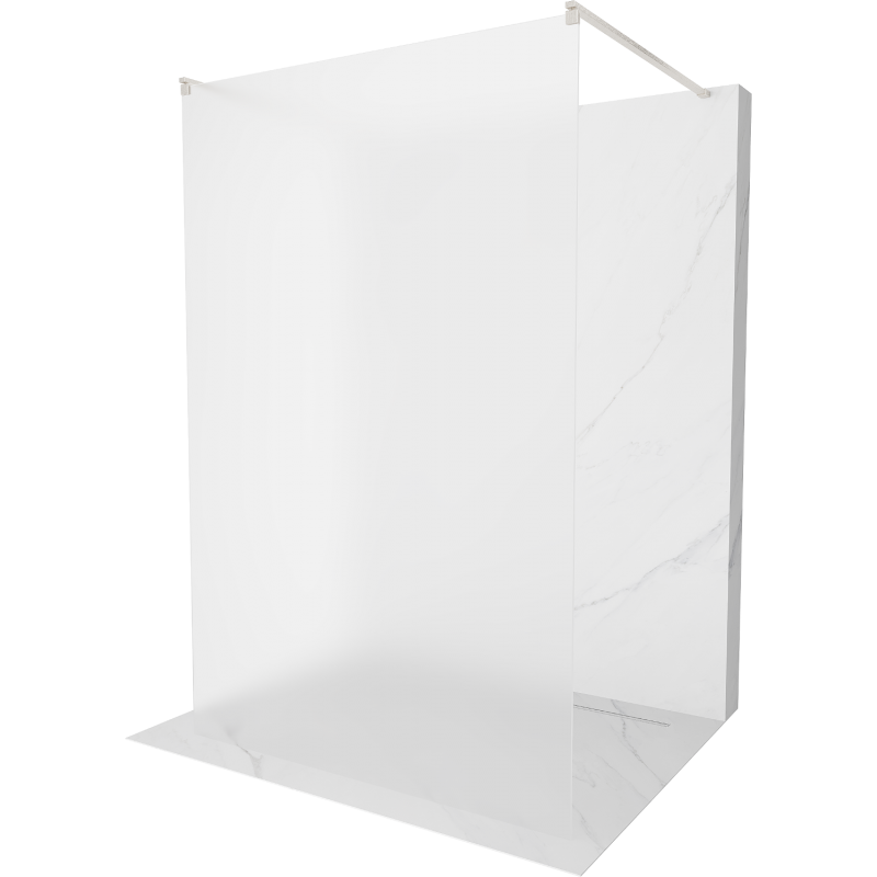 Mexen Kioto Free-Standing Shower Wall 100 x 200 cm, Frosted 8 mm, Brushed Nickel - 800-100-002-97-30