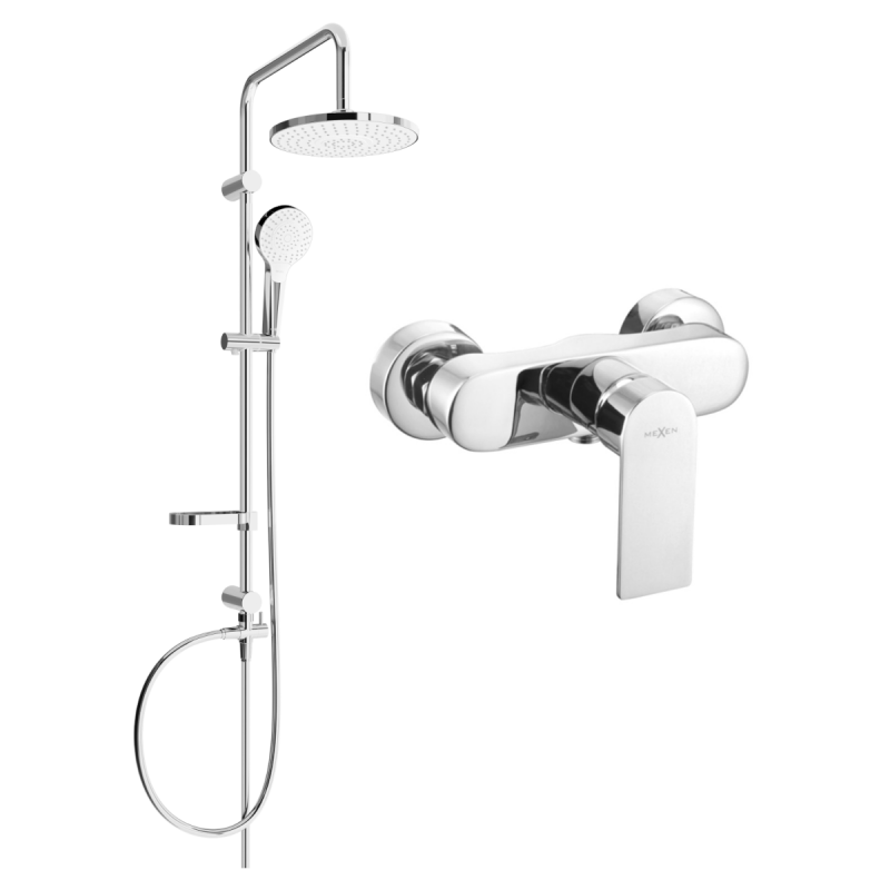 Mexen Royo Erik external shower set with rain shower head and shower faucet, chrome - 72240205-00