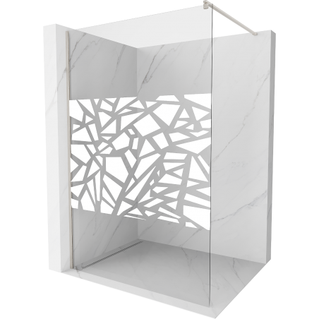 Mexen Kioto Walk-in Shower Wall 100 x 200 cm, white pattern 8 mm, brushed nickel - 800-100-101-97-85