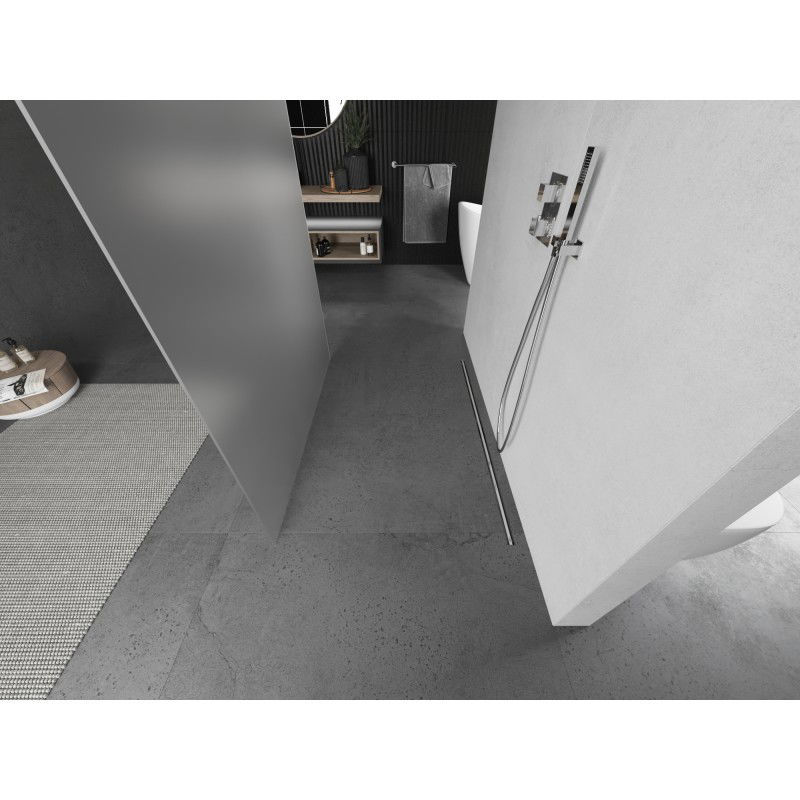 Mexen Kioto freestanding shower wall 120 x 200 cm, frosted 8 mm, brushed nickel - 800-120-002-97-30