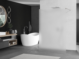 Mexen Kioto freestanding shower wall 130 x 200 cm, frost 8 mm, brushed nickel - 800-130-002-97-30