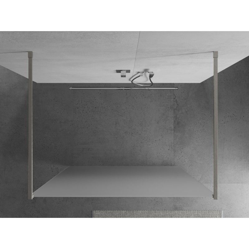 Mexen Kioto freestanding shower wall 130 x 200 cm, frost 8 mm, brushed nickel - 800-130-002-97-30