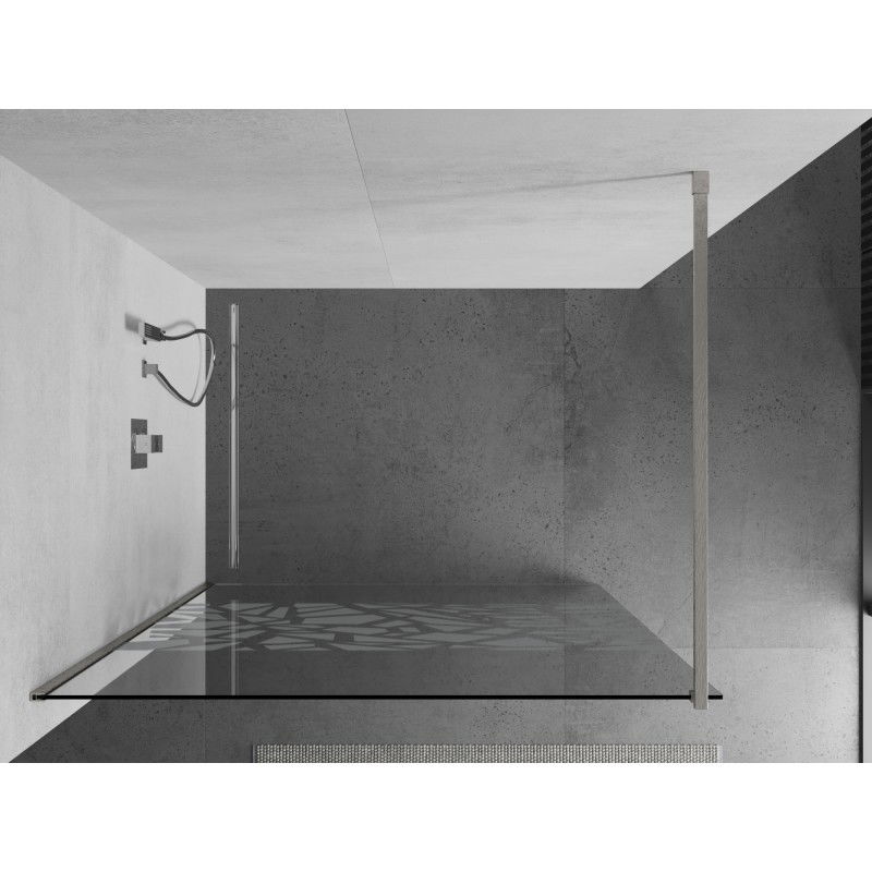Mexen Kioto shower wall Walk-in 120 x 200 cm, white pattern 8 mm, brushed nickel - 800-120-101-97-85