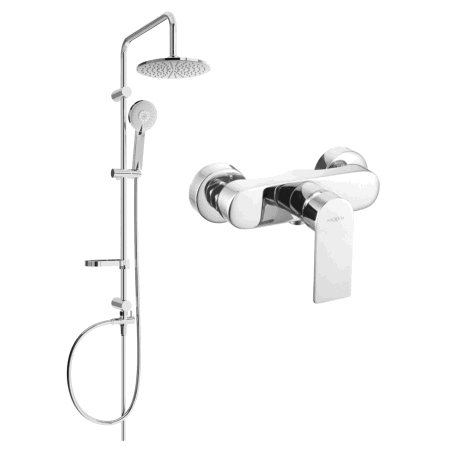 Mexen Carl surface-mounted shower set with overhead shower and Royo shower tap, chrome - 72240240-00