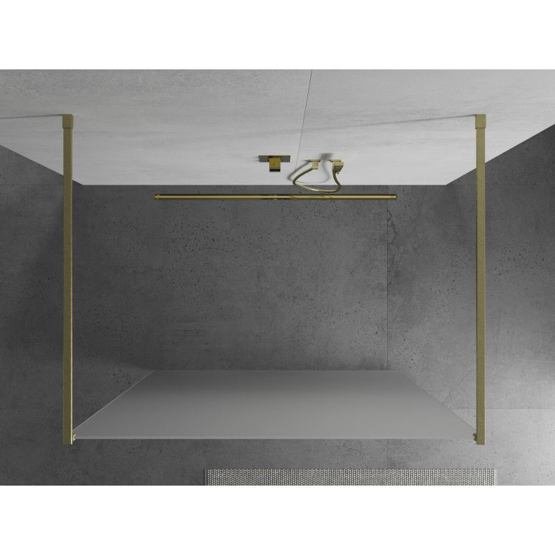 Mexen Kioto 140 x 200 cm Freestanding Shower Wall, Frosted 8 mm, Brushed Gold - 800-140-002-55-30