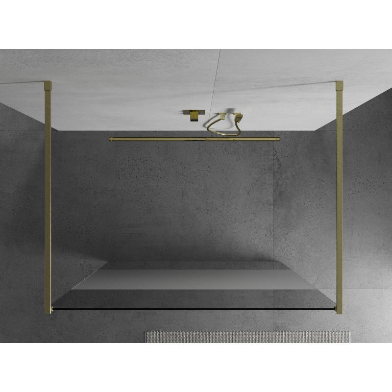 Mexen Kioto Freestanding Shower Screen 100 x 200 cm, Transparent/Frosted 8 mm, Brushed Gold - 800-100-002-55-35