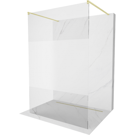 Mexen Kioto Freestanding Shower Wall 110 x 200 cm, Transparent/Frosted 8 mm, Brushed Gold - 800-110-002-55-35