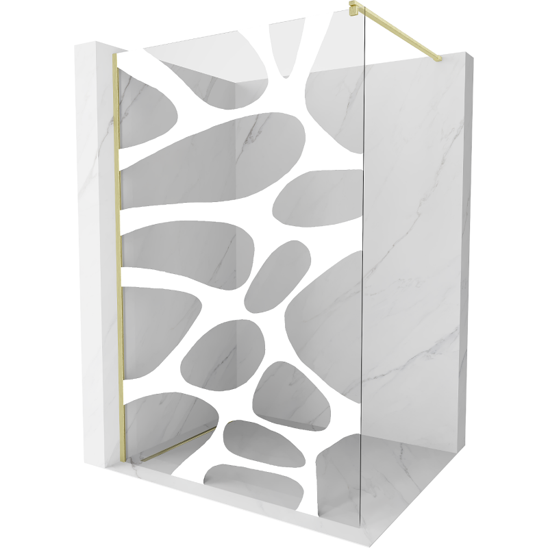 Mexen Kioto Walk-in Shower Wall 80 x 200 cm, White Pattern 8 mm, Brushed Gold - 800-080-101-55-97