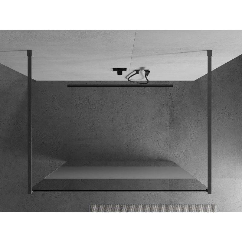 Mexen Kioto freestanding shower wall 130 x 200 cm, transparent/frost 8 mm, brushed gun gray - 800-130-002-66-35