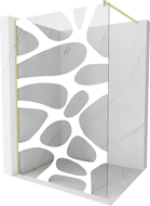 Mexen Kioto Walk-in Shower Wall 100 x 200 cm, White Pattern 8 mm, Brushed Gold - 800-100-101-55-97