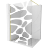 Mexen Kioto Walk-in Shower Wall 110 x 200 cm, White Pattern 8 mm, Brushed Gold - 800-110-101-55-97