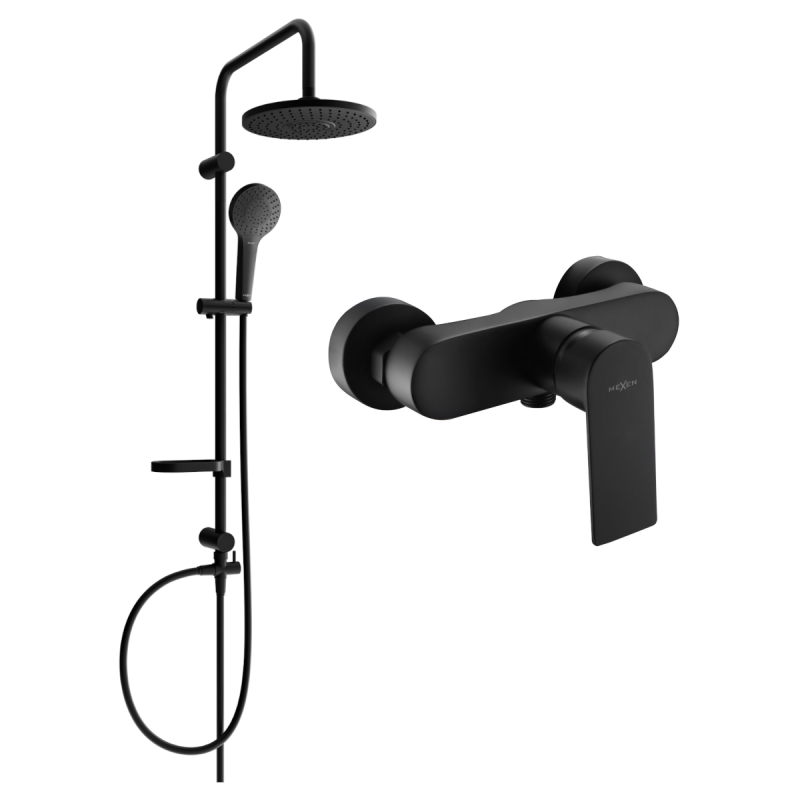 Mexen Erik surface-mounted shower set with a rainmaker and mixer tap Royo, Black - 72240205-70